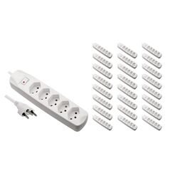 Furber. F.power Steckdosenleiste 5xT13 KIT25 230V, H05VV-F 3G1.00, MS, weiss (5/25)