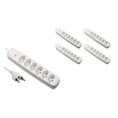 Furber. F.power Steckdosenleiste 6xT13 KIT5 230V, H05VV-F 3G1.00, MS, weiss (5/25)