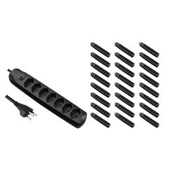 Furber. F.power Steckdosenleiste 7xT13 KIT25 230V, H05VV-F 3G1.00, OS, schwarz (5/25)