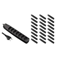 Furber. F.power Steckdosenleiste 7xT13 KIT25 230V, H05VV-F 3G1.00, MS, schwarz (5/25)