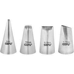 GEFU Spritztüllenset DECORE Edelstahl, 4 Stück im Set
