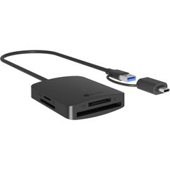 RaidSonic ICY BOX IB-CR302-CU3, USB3.0 4Port-Kartenl. USB 3.2, TypeA und C, schwarz,