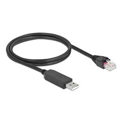 DeLOCK Serielles Anschlusskabel mit FTDI Chipsatz, USB 2.0 Typ-A Stecker zu RS-232 RJ45 Stecker 1 m schwarz