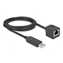 DeLOCK Serielles Anschlusskabel mit FTDI Chipsatz, USB 2.0 Typ-A Stecker zu RS-232 RJ45 Buchse 2 m schwarz
