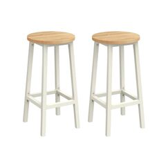 Vasagle Barhocker, 2er Set, Weiss-Natur 32x64 cm (DxH), Traglast 100 kg