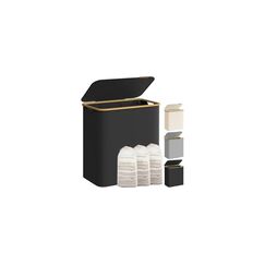 Songmics, Wäschekorb 150 l, Schwarz 60x38.5x70.5 cm (LxBxH), Traglast 20kg