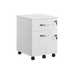 Vasagle Rollcontainer weiss, Schloss 54.4x43.8x40 cm (LxBxH), mit 2 Schubladen