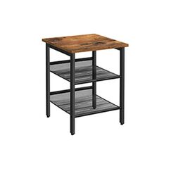 Vasagle Beistelltisch, Schwarz-Braun, Stahl Spanplatte, 40 x 40 x 55 cm (LxBxH)