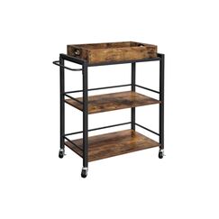 Vasagle Bartrolley mit einem Tablett 65 x 40 x 86 cm, Traglast 15kg pro Boden