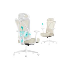 Songmics Bürostuhl cappuccino beige mit Kopfstütze und Armlehnen, bis 150kg