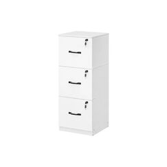 Vasagle Aktenschrank weiss, Schloss 40x41x103 cm (LxBxH), mit 3 Schubladen