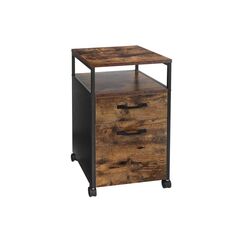Vasagle Aktenschrank, Schwarz-Braun, Holz Stahl, 41x45x66 cm (LxBxH), Traglast 50 kg