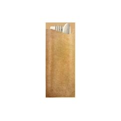 Pochetta Besteckset 100 Stk., Braun Papierbesteck, 2-lalgiger Serviette 33x33cm