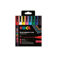 Uni-Ball Uni POSCA Marker PC5M SET8, Basic Rundspitze 0.9-1.3 mm, 8er Set