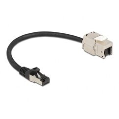 DeLOCK Kabel RJ45 Stecker zu Keystone Modul RJ45 Buchse Cat.6A 25 cm schwarz