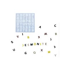 Jesmonite Giessform Silikon Alphabet + Zahlen, 13,5cm x 13,5cm x 0,5cm