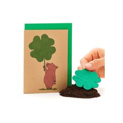 Die Stadtgärtner Schwein mit Kleeblatt Saatpapier, Natronkraftkarton, A6