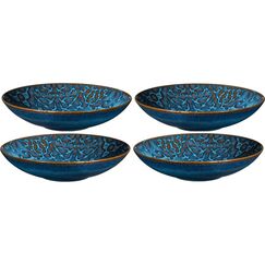 Mäser Speiseteller Tiles tief 4 Stück, 22 cm, Classic Blue