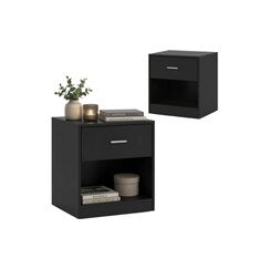 Relaxdays Nachttisch mit Schublade 2er Set H x B x T: ca. 41 x 39 x 28 cm, Schwarz