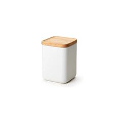 Continenta Keramik Vorratsdose weiss mit Holzdeckel 10.5x10.5x14.5cm