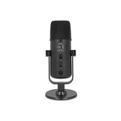DeLOCK Multifunktionales Doppelkapsel USB Mikrofon mit 3,5 mm Klinken Kopfhöreranschluss und Lautstärkeregler + Quick-Mute Funktion