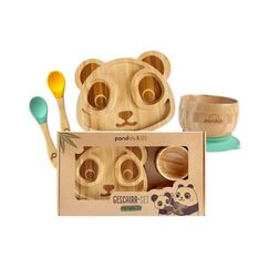 pandoo Kindergeschirrset Bambus, Silikon