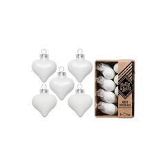 Holly & Jolly H&J Weihnachtskugel Pure White Herz, 8 Stk Glas, D: 4 cm