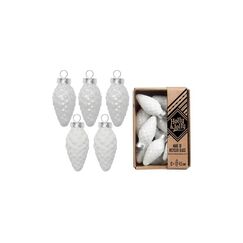 Holly & Jolly H&J Weihnachtskugel Pure White Zapfen,12St Glas, H: 4.5 cm