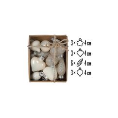 Holly & Jolly H&J Weihnachtskugel Mini Almond, 2-3cm Herz, Vogel, Zapfen, Kugel, Glas