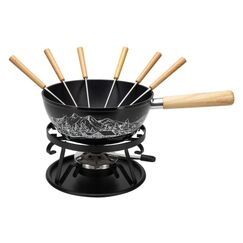 Nouvel Käsefondue-Set - Berglandschaft Aluminium, Ø 22cm, 9-teilig, schwarz