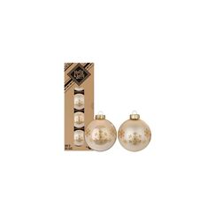 Holly & Jolly H&J Weihnachtskugel Champagne, 4 Stück dekoriert, Glas, D: 6 cm