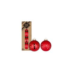 Holly & Jolly H&J Weihnachtskugel Merry Red, 4 Stück dekoriert, Glas, D: 6 cm