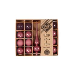 Holly & Jolly H&J Weihnachtskugel Dusty Rose mit Spitze 17 Stück, Glas, 16x D: 6cm