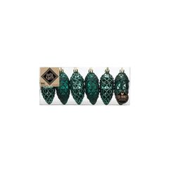 Holly & Jolly H&J Weihnachtskugel Zapfen Noble Green 6 Stück, 9cm, Kunststoff