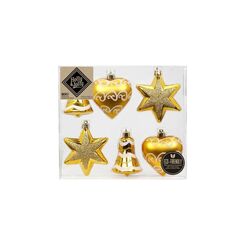 Holly & Jolly H&J Weihnachtskugeln Royal Gold, 6 Stk. verschiedene Formen, 8 cm, Kunststoff