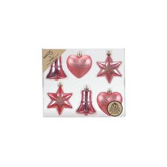 Holly & Jolly H&J Weihnachtskugel Soft Blush, 6 Stk. verschiedene Formen, 8 cm, Kunststoff
