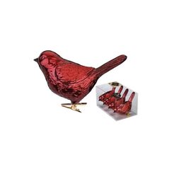 Holly & Jolly H&J Weihnachtskugel Vogel Morello Cherry 4 Stück, 8 cm, Kunststoff