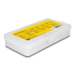 DeLOCK Schrumpfschlauch Sortimentsbox, Schrumpfungsverhältnis 2:1 Einwandig und Doppelwandig mit Innenkleber 3:1, transparent 135-teilig