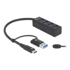 DeLOCK 4 Port USB 5 Gbps Hub mit USB Type-C oder USB Typ-A Anschluss