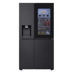 LG InstaView GSXE91EVAD Side-by-Side Kühlkombination Freistehend 628 l Schwarz