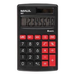 MAUL M 8 Taschenrechner Tasche Display-Rechner Schwarz, Rot, Farbe: Schwarz, Rot