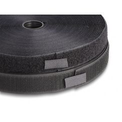 DeLOCK Strapazierfähiges Klettband mit Haft- und Flauschband L 25 m x B 25 mm schwarz
