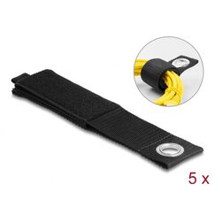 DeLOCK Strapazierfähiger Klettgurt mit Befestigungsöse L 508 x B 50 mm schwarz 5 Stück