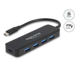 DeLOCK USB Type-C Hub 4 Port USB 3.2 Gen 1 mit Power Delivery 85 Watt