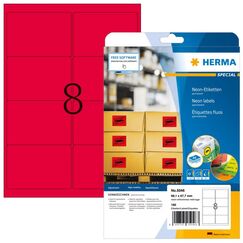 HERMA Neonetiketten A4 99.1x67.7 mm neon-rot Papier matt 160 St.
