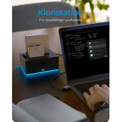 ICY BOX IB-127CL-U3; Docking und Klonstation für 2x 2,5" oder 3,5" HDD/SSD zu USB 3.2 Gen 1 Host, SINGLE + copy funktion, UASP & SATA III (6 Gbit/s)