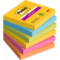 Post-It 7100265522 Klebezettel Quadratisch Blau, Grün, Orange, Pink, Gelb 90 Blätter Selbstklebend