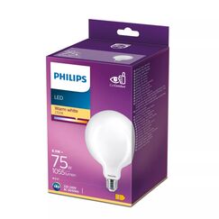Philips Filament-Lampe Milchglas, 75 W G120 E27