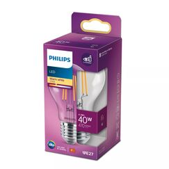 Philips Filament-Lampe, transparent, 40W A60 E27
