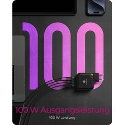 ICY BOX IB-PS1040-PD, 4Port 100W GaN Ladegerät mit PD 3.0, 3x USB Type-C®, 1x USB Type-A Anschluss, EU Stcker